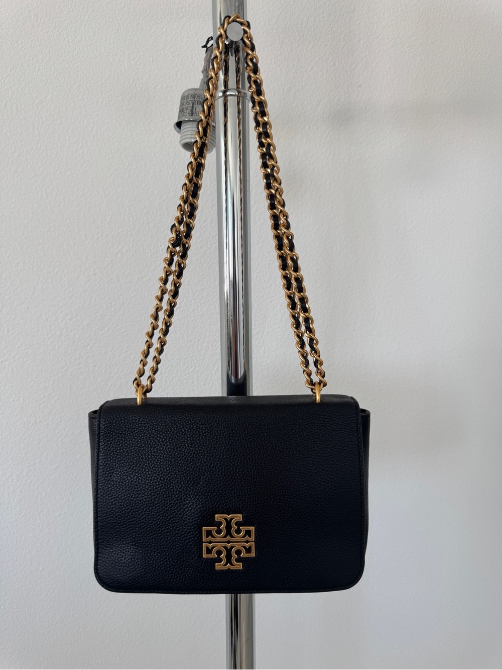 Tory Burch Adjustable Shoulder Bag, Black/Gold Tone Preowned